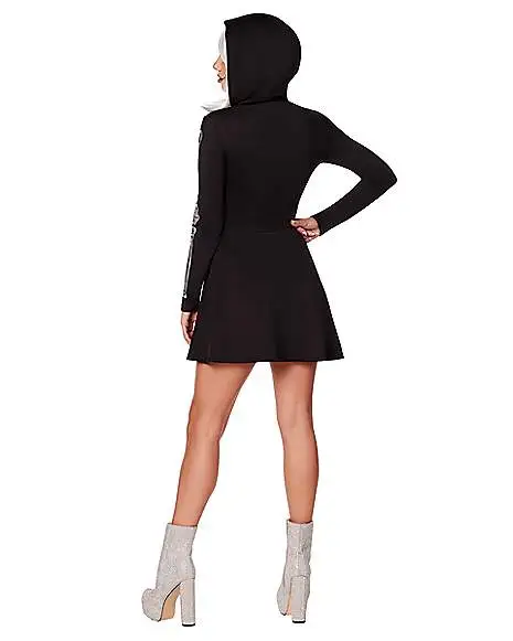 Spirit Halloween Adult Skeleton Hooded Dress 2 Spirit Halloween Adult Skeleton Hooded Dress - Image 2