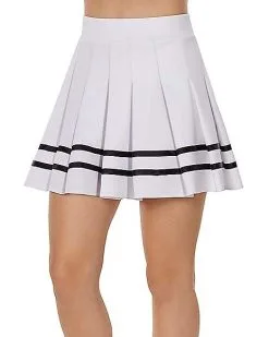 Spirit Halloween White Striped Pleated Cheerleader Skirt