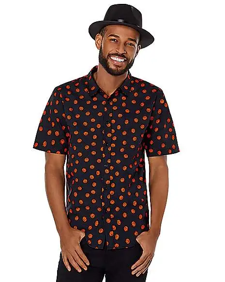 Spirit Halloween Pumpkin Print Button Down Shirt 3 Spirit Halloween Pumpkin Print Button Down Shirt - Image 3