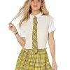 Spirit Halloween Yellow Plaid Schoolgirl Tie