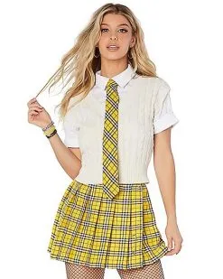 Spirit Halloween Yellow Plaid Schoolgirl Tie
