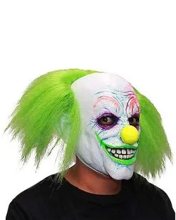 Spirit Halloween Neon Green Hair Clown Full Mask -Girls Costumes Shop 01551944 d