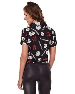 Spirit Halloween Jason Voorhees Tie Front Shirt - Friday The 13th 3 Spirit Halloween Jason Voorhees Tie Front Shirt - Friday The 13th -Girls Costumes Shop 01557842 b
