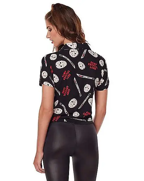 Spirit Halloween Jason Voorhees Tie Front Shirt - Friday The 13th 2 Spirit Halloween Jason Voorhees Tie Front Shirt - Friday The 13th - Image 2