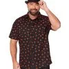 Spirit Halloween Pumpkin Print Button Down Plus Size Shirt