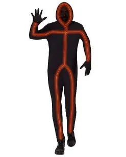 Spirit Halloween Adult Light-Up EL Wire Orange Stick Figure Costume