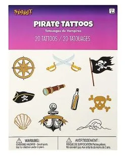 Spirit Halloween Pirate Temporary Tattoos -Girls Costumes Shop 01580620 d