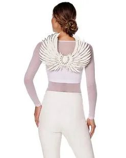 Spirit Halloween White Faux Leather Angel Wings