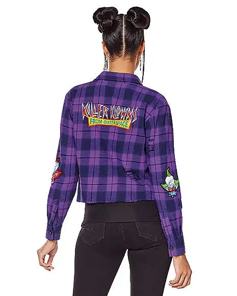 Spirit Halloween Adult Killer Klowns From Outer Space Flannel Shirt 2 Spirit Halloween Adult Killer Klowns From Outer Space Flannel Shirt - Image 2