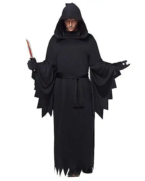 Spirit Halloween Adult Hooded Black Robe Costume 1 Spirit Halloween Adult Hooded Black Robe Costume