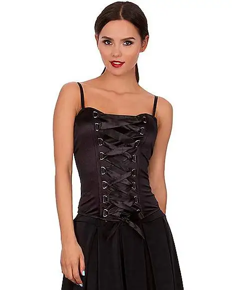 Spirit Halloween Front Lace-Up Corset - Black 6 Spirit Halloween Front Lace-Up Corset - Black -Girls Costumes Shop 07060841 a