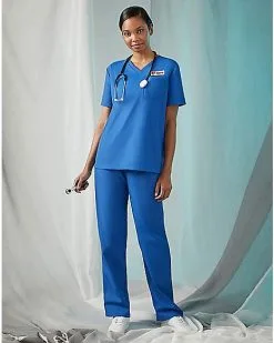 Spirit Halloween Adult Blue Medical Scrubs Costume