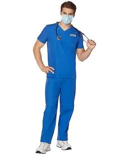 Spirit Halloween Adult Blue Medical Scrubs Costume -Girls Costumes Shop 07574312 c