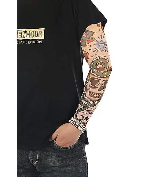 Spirit Halloween Punk Skull Tattoo Sleeve 1 Spirit Halloween Punk Skull Tattoo Sleeve